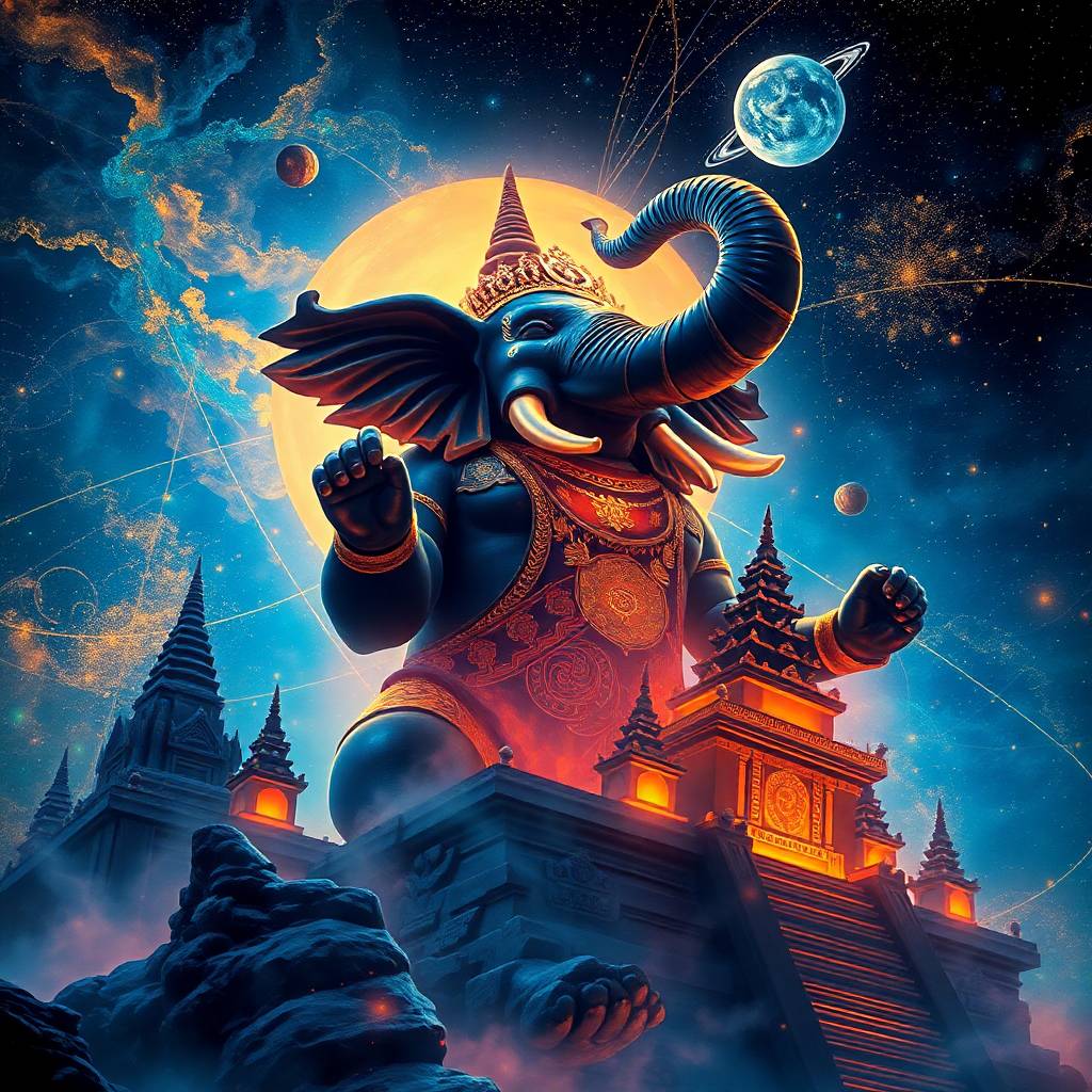 Hasti, the elephant, is looking to the skies.